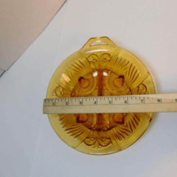Indiana Glass Amber Killarney Divided 2 part Tab Handle Relish Dish Bowl - Picture 6 of 8
